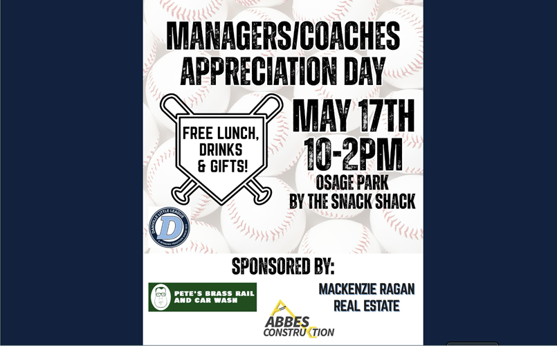 Managers/Coaches Appreciate Day This Saturday!